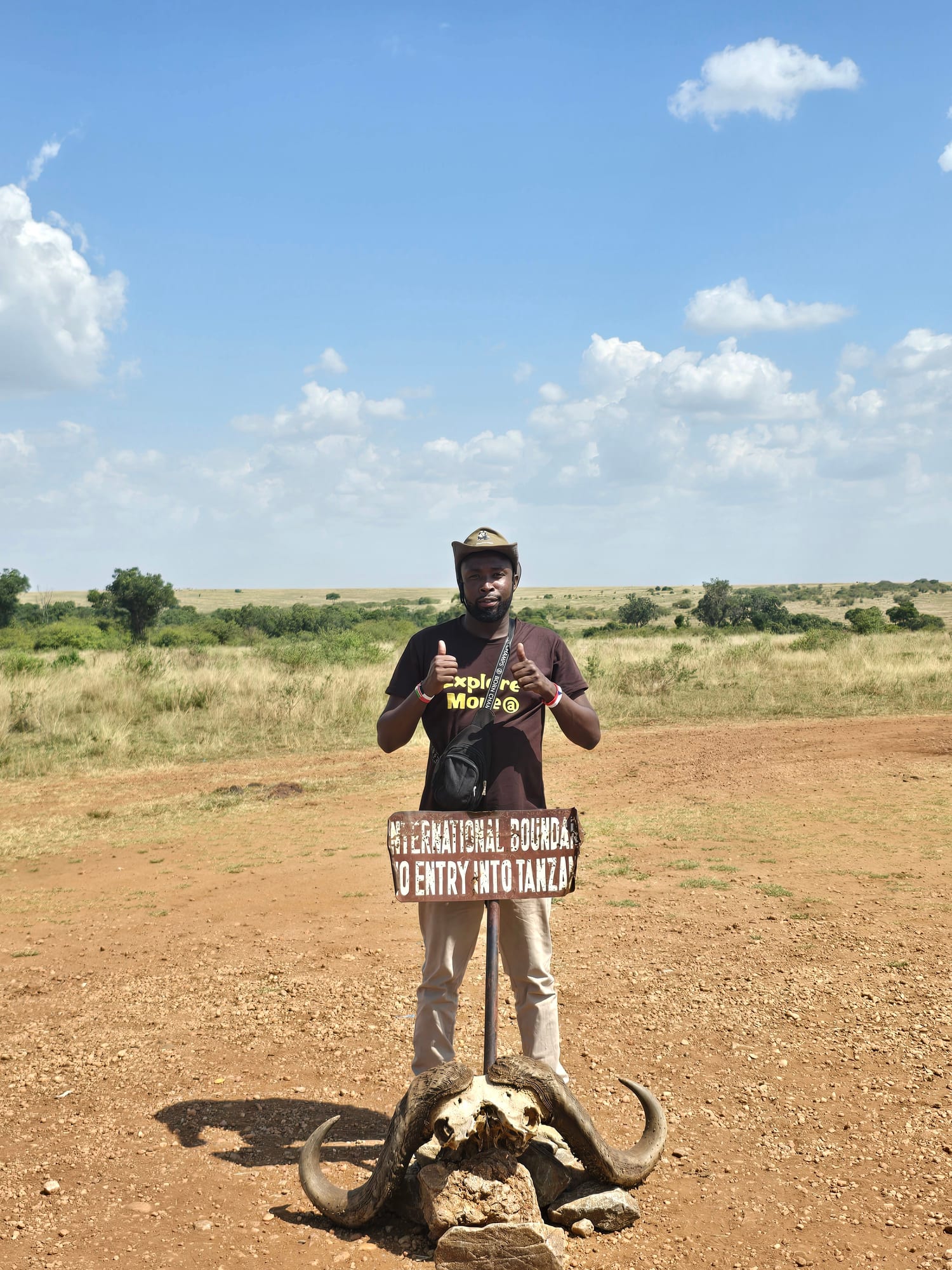 Tanzania border marker on the Mara-Serengeti boundary